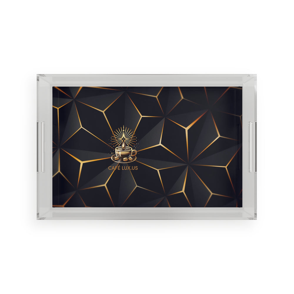 Café Lux Black & Gold geometric Design Acrylic Serving Tray