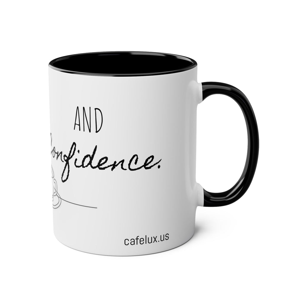 
                      
                        Café Lux- "Decisions run on caffeine and confidence."-Two -Tone Coffee Mugs, 11oz
                      
                    