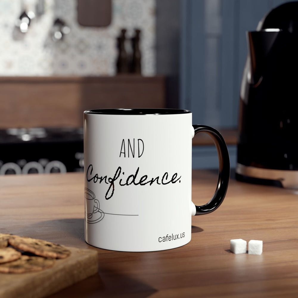 
                      
                        Café Lux- "Decisions run on caffeine and confidence."-Two -Tone Coffee Mugs, 11oz
                      
                    