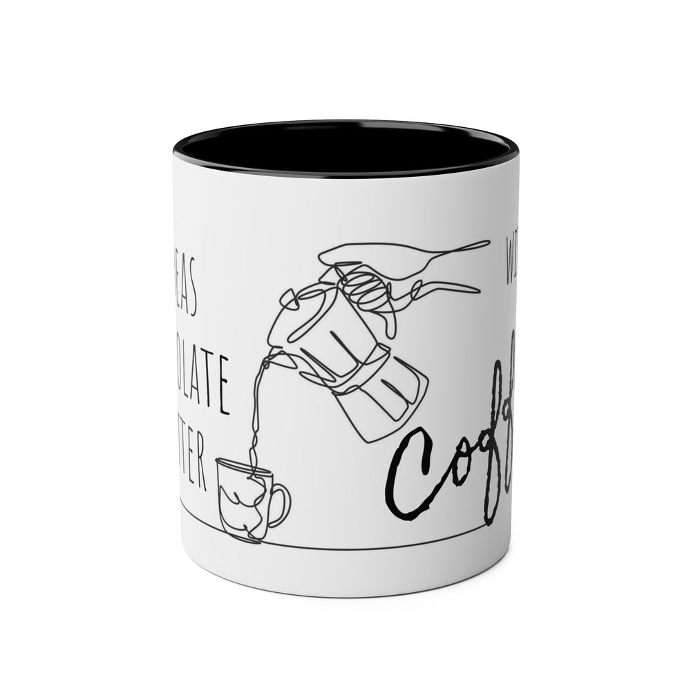 
                      
                        Café Lux- "Ideas percolate better with coffee."-Two -Tone Coffee Mugs, 11oz
                      
                    