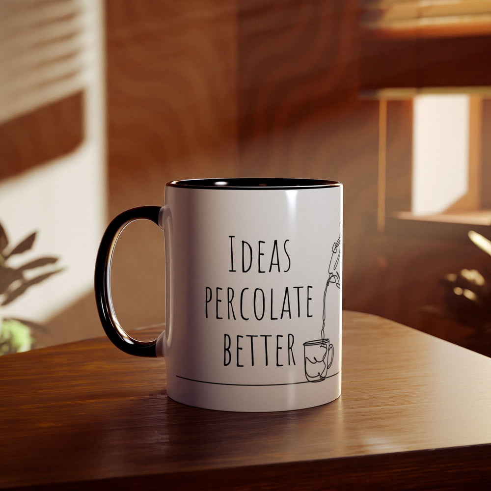 
                      
                        Café Lux- "Ideas percolate better with coffee."-Two -Tone Coffee Mugs, 11oz
                      
                    