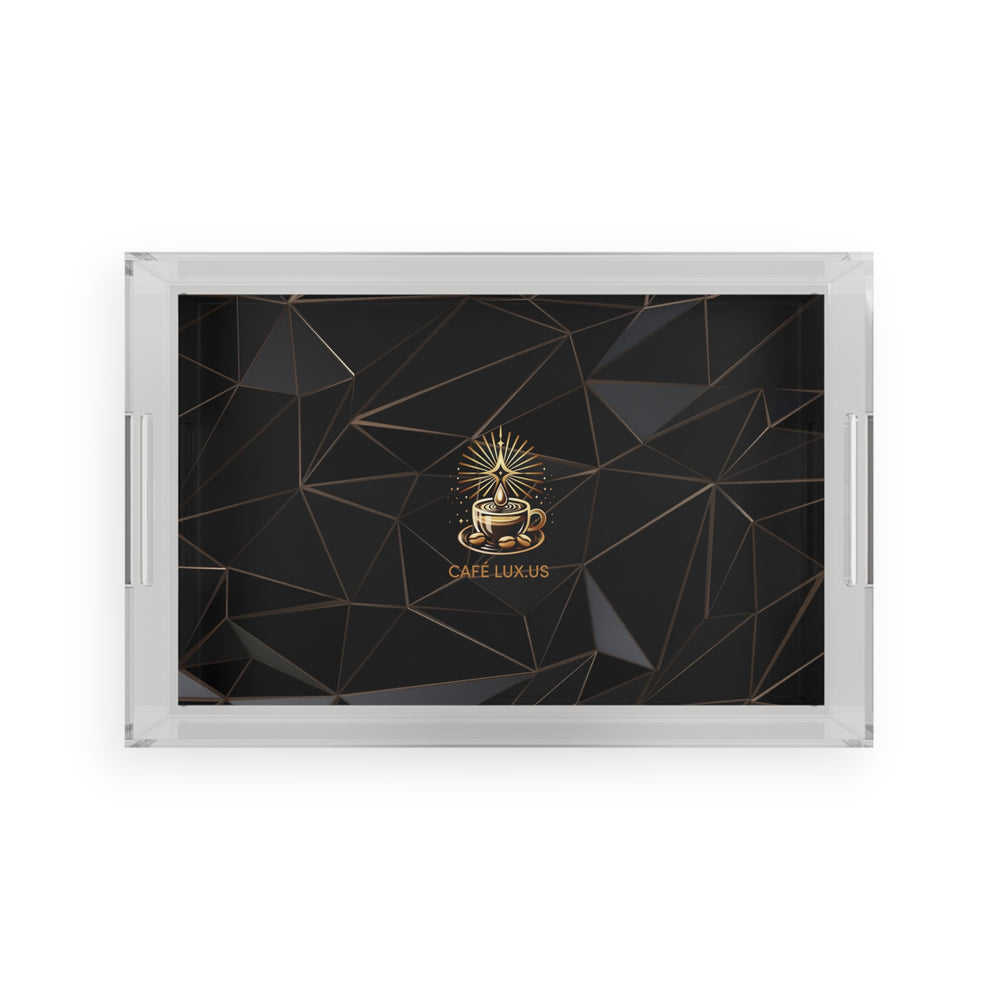 Café Lux Black geometric Design Acrylic Serving Tray