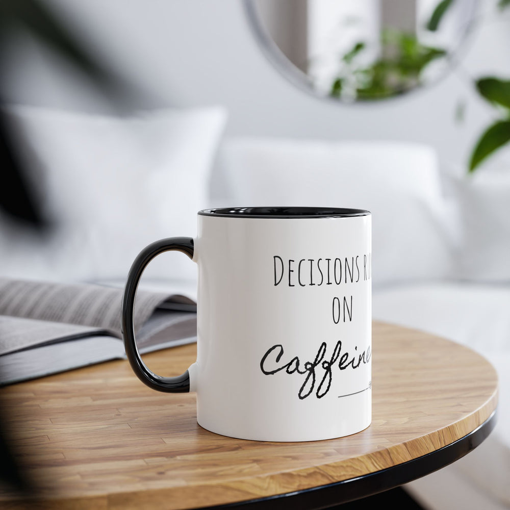 
                      
                        Café Lux- "Decisions run on caffeine and confidence."-Two -Tone Coffee Mugs, 11oz
                      
                    