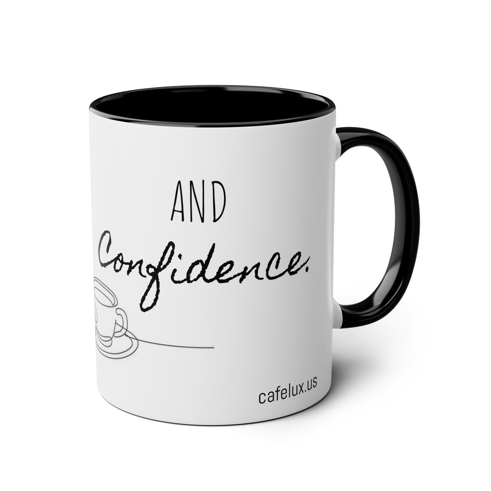 
                      
                        Café Lux- "Decisions run on caffeine and confidence."-Two -Tone Coffee Mugs, 11oz
                      
                    