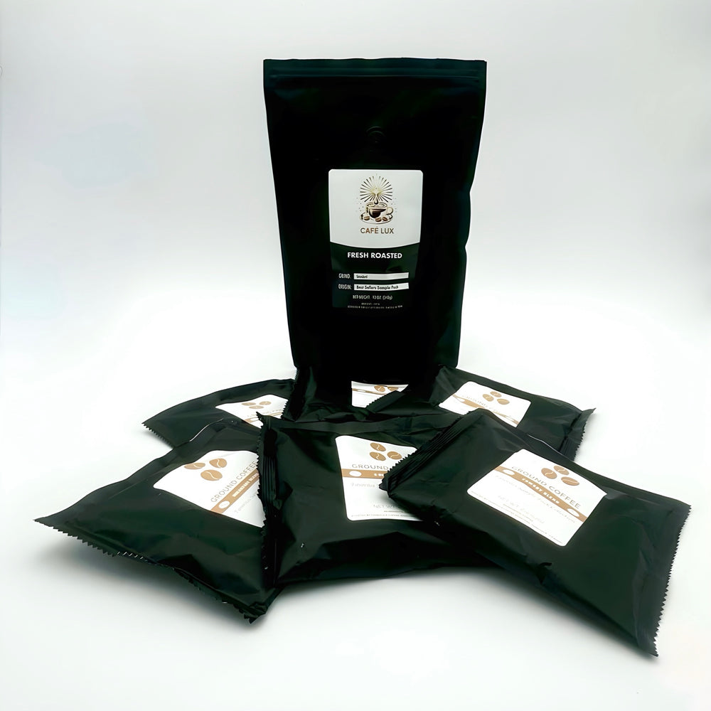 Single Origin Favorites Sample Pack : Tanzania,Ethiopia,Colombia,Costa Rica, Brazil Santos, Honduras.